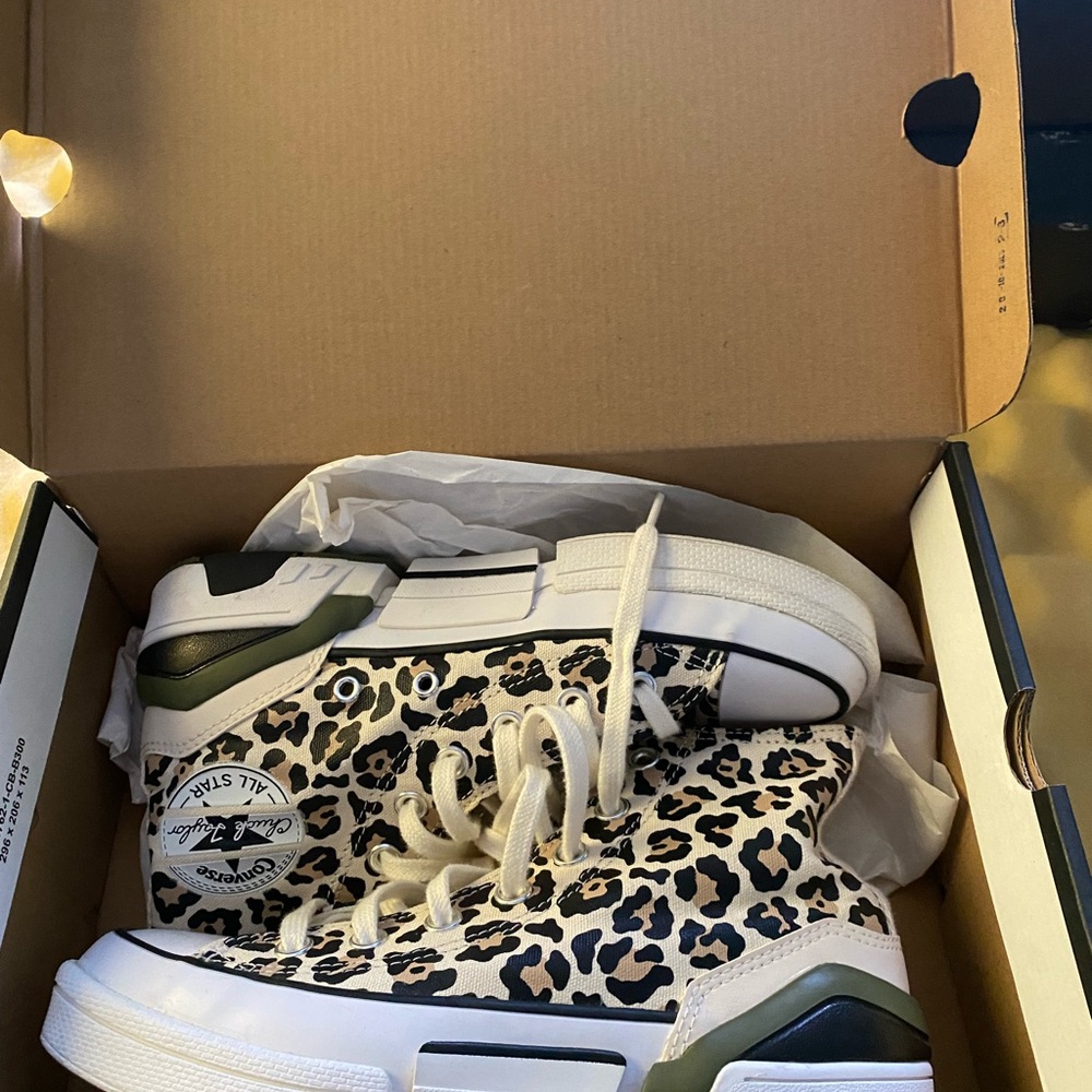 Converse High-Tops with Leopard and Green Accents